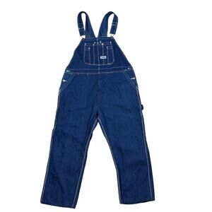 Big Smith Denim Overalls Mens 40x27 Blue Carpenter Workwear‎ Farm Bib *Hemmed